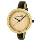 Earth Wood Women's Yosemite Leather Strap Watch - Khaki