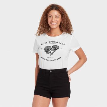Schitt's Creek Women's Schitts Creek Rose Apothecary Short Sleeve Graphic T-shirt - White