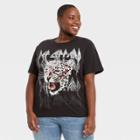 Women's Def Leppard Plus Size Animal Print Short Sleeve Graphic T-shirt - Black