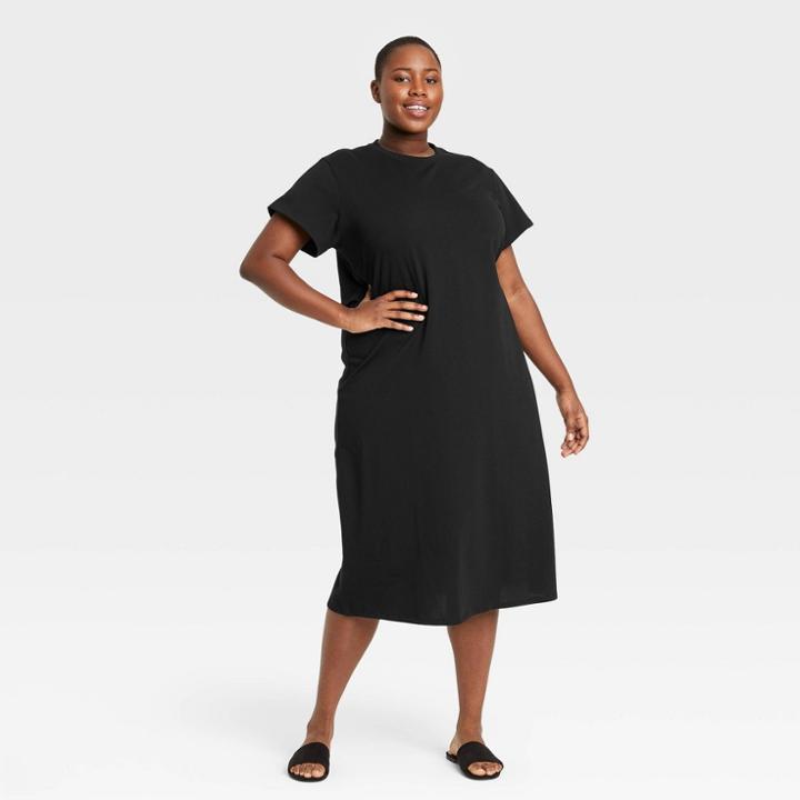 Women's Plus Size Short Sleeve Shift Dress - Who What Wear Black