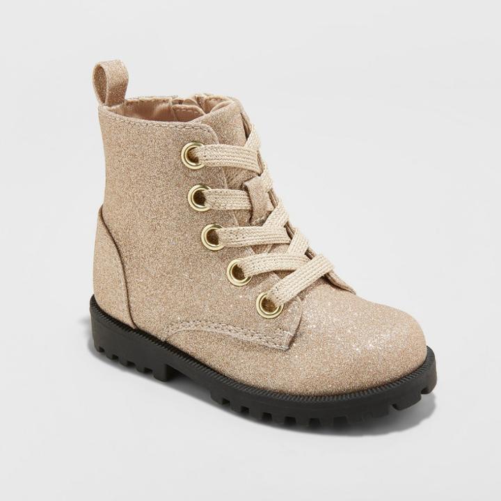 Toddler Girls' Arabella Glitter Ankle Boots - Cat & Jack Gold