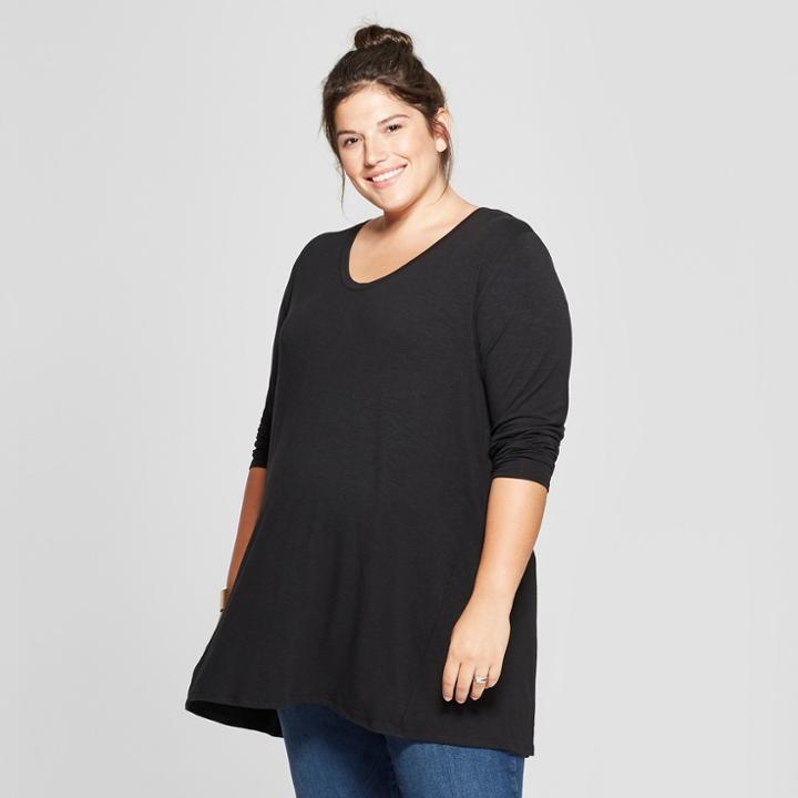 Maternity Plus Size Relaxed Long Sleeve T-shirt - Isabel Maternity By Ingrid & Isabel Black