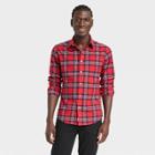 Men's Regular Fit Stretch Poplin Long Sleeve Button-down Shirt - Goodfellow & Co Tomato Red