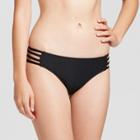 Women's Ribbed Strappy Hipster Bikini Bottom - Black - L - Mossimo, Jet Black