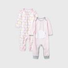 Baby Girls' 2pk Unicorn Adventure Romper - Cloud Island Pink 0-3m, Blue/pink