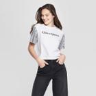 Women's Short Sleeve Glitter Queen Cropped Graphic T-shirt - Mighty Fine (juniors') Black/silver