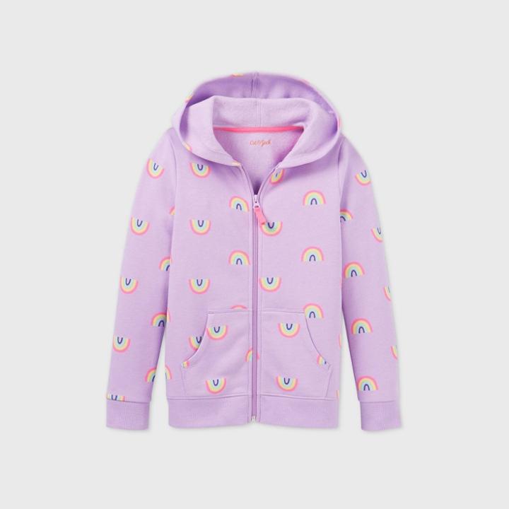 Girls' Zip-up Rainbow Print Hoodie - Cat & Jack Violet