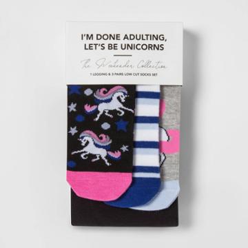 Ev Holiday Women's Socks And Leggings Set Let's Be Unicorns - Black/blue/gray S/m, Size: