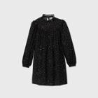 Women's Polka Dot Long Sleeve Ruffle Dress - A New Day Black