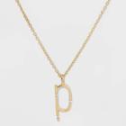 Gold Over Silver Plated Cubic Zirconia 'p' Initial Pendant Necklace - A New Day Gold