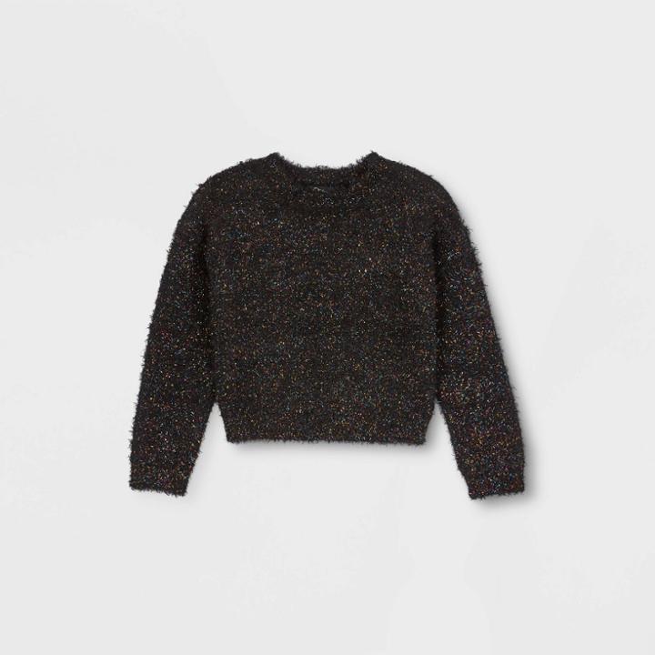 Girls' Eyelash Sweater - Art Class Black
