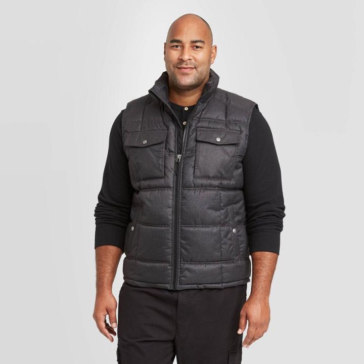 Men's Tall Fullzip Midweight Puffer Vest - Goodfellow & Co Dark Gray