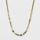 Beaded Semi-precious Long Necklace - Universal Thread Green Line Jasper,