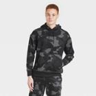 Men's Cotton Fleece Hooded Sweatshirt - All In Motion Black Camo Print