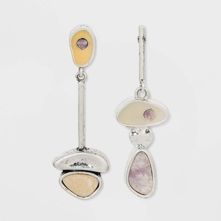 Semi-precious Linear Lepidolite Mismatch Drop Earrings - Universal Thread Purple