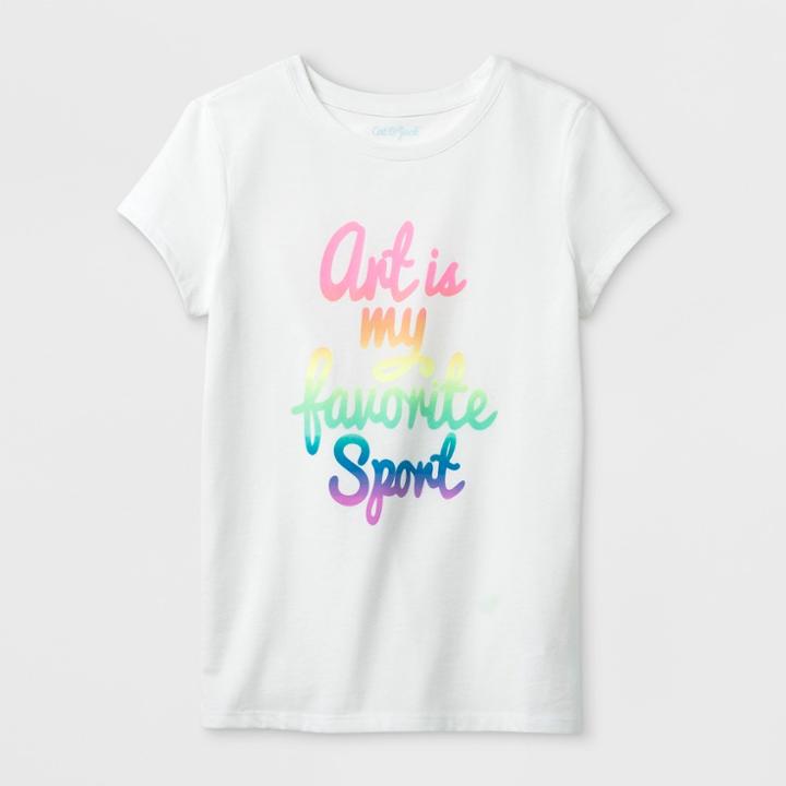 Girls' Short Sleeve Art Is My Favorite Sport Graphic T-shirt - Cat & Jack White