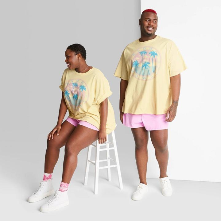 Plus Size Short Sleeve Oversized T-shirt - Wild Fable Light Yellow