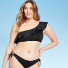 Women's Ruffle One Shoulder Bikini Top - Kona Sol Black M,