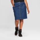 Women's Plus Size Denim Midi Skirt - Universal Thread Dark Wash