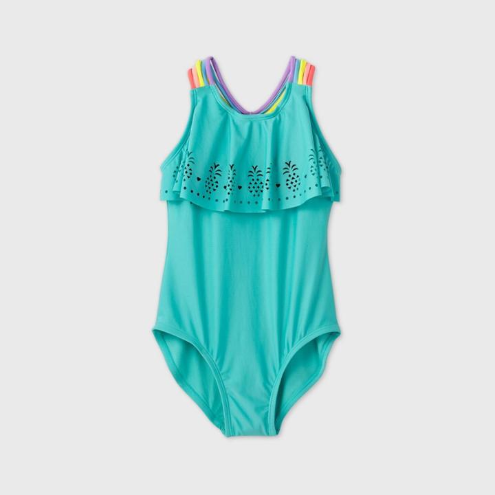 Girls' Geometric Pineapple One Piece Swimsuit - Cat & Jack Green