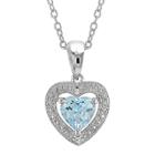 No Brand 1 Ct. T.w. Heart Shaped Blue Topaz And 0.01 Ct. T.w. Diamond Pendant Necklace In Sterling Silver - Blue Topaz, Blue/silver