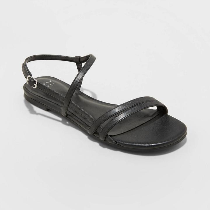 Women's Kaia Strappy Sandals - A New Day Black