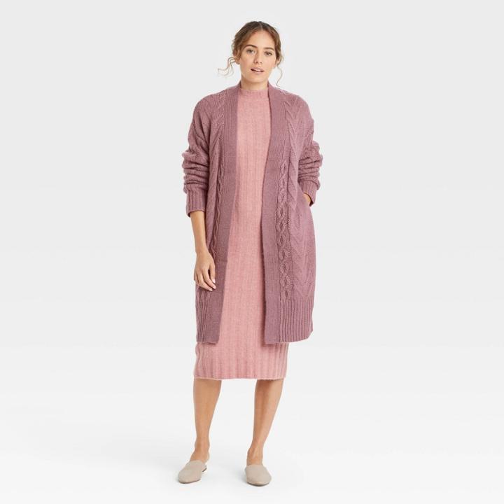 Women's Cable Knit Open-front Cardigan - A New Day