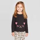 Toddler Girls' Long Sleeve 'cat' T-shirt - Cat & Jack Black 3t, Toddler Girl's