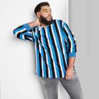 Men's Big & Tall Standard Fit Striped Long Sleeve Knit T-shirt - Original Use Blue