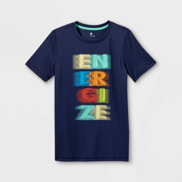 Boys' Short Sleeve 'energize' Graphic T-shirt - All In Motion Navy Blue