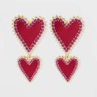 Sugarfix By Baublebar Crystal Trim Heart Drop Earrings - Red