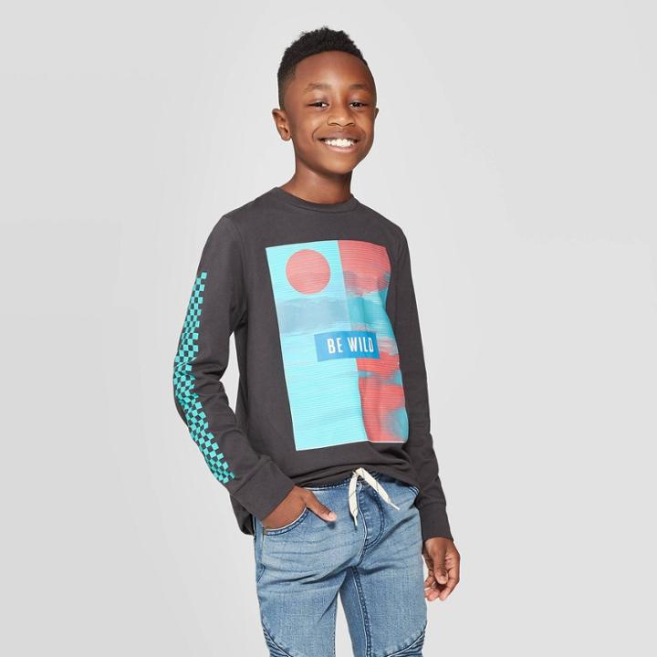 Boys' Long Sleeve Graphic T-shirt - Art Class Black