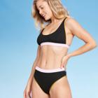 Women's Ribbed Two Toned Bikini Top - Sunn Lab Swim Black S, Women's,