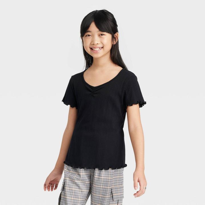 Girls' Cinch Front T-shirt - Art Class Black