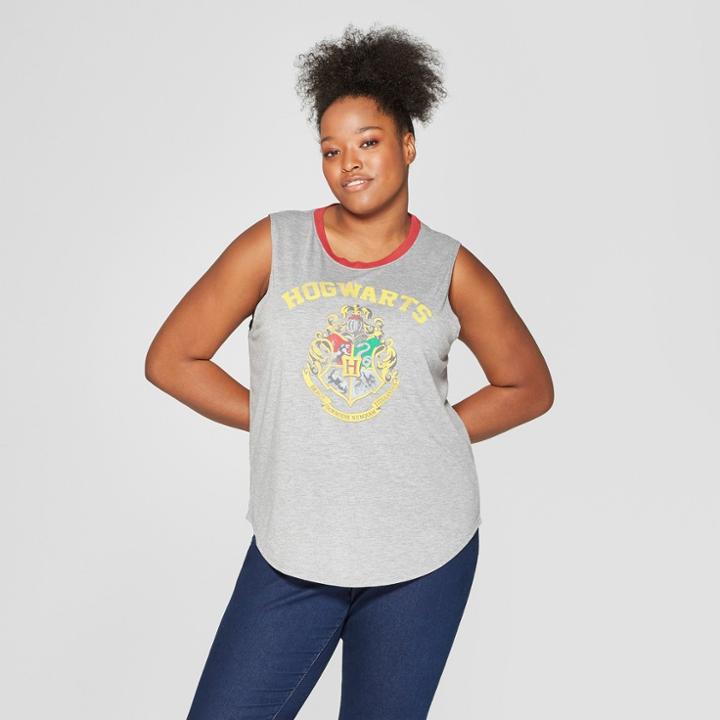 Women's Plus Size Harry Potter Hogwarts Graphic Tank Top (juniors') - Heather Gray