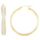 Target 18kt Gold Over Silver Glitter Hoop Earrings-yellow Gold, Girl's,