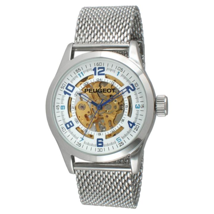 Peugeot Watches Peugeot Men's Stainless Steel Mechanical Mesh Skeleton Watch,