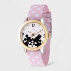 Mickey Mouse Women's Disney Mickey And Minnie Mouse Two Tone Reversible Nylon Strap Watch - Pink