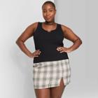 Women's Plus Size Notch Front Round Neck Tank Top - Wild Fable Black 1x, Women's,