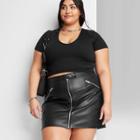 Women's Short Sleeve Fitted Seamless V-neck T-shirt - Wild Fable Black