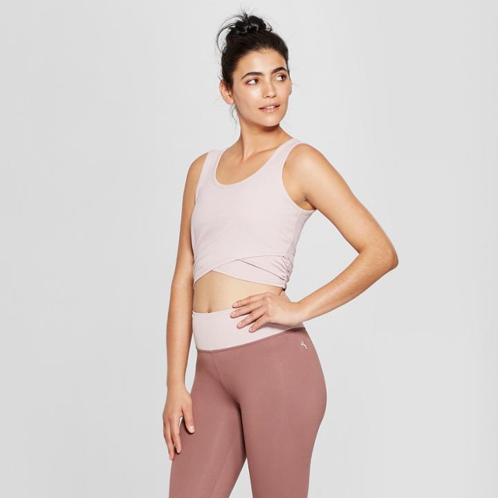 Women's Cropped Ribbed Tank Top With Mesh - Joylab Violet