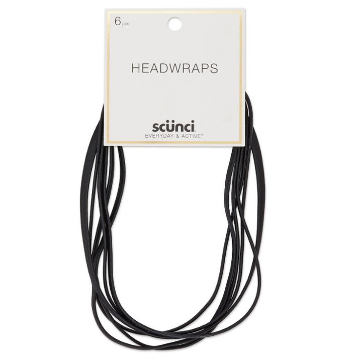 Scunci Flat No Damage Elastic Headwraps Black