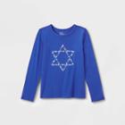 Kids' Adaptive Long Sleeve Hanukkah 'star' Graphic T-shirt - Cat & Jack Royal Blue