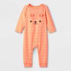 Baby Girls' Critter Romper - Cat & Jack Peach Newborn, Girl's, Orange