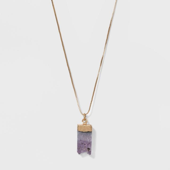 Semi Precious Short Pendant Necklace - Universal Thread Purple, Purple/light Gold