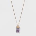 Semi Precious Short Pendant Necklace - Universal Thread Purple, Purple/light Gold