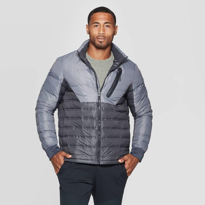 Men's Lightweight Puffer Jacket - C9 Champion Silver Lining/charcoal Xxl, Silver