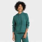 Women's Crewneck Hooded Pullover Sweater - A New Day Teal