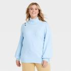 Women's Plus Size Turtleneck Pullover Sweater - Who What Wear Blue
