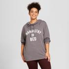 Women's Plus Size Nama-stay In Bed Graphic Cowl Sweatshirt - Fifth Sun (juniors') Gray